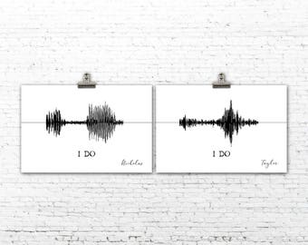 Custom Sound Wave Art Print - Anniversary Gift - I Do - Master Bedroom Decor - Wedding Sign - Personalized for Him - Paper Anniversary