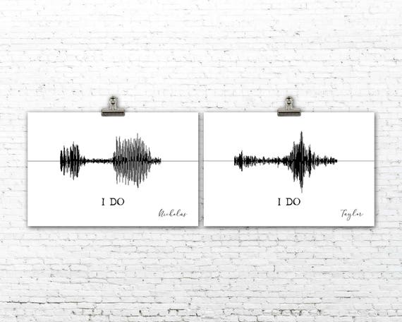 Custom Sound Wave Art Print - Anniversary Gift - I Do - Master Bedroom Decor - Wedding Sign - Personalized for Him - Paper Anniversary