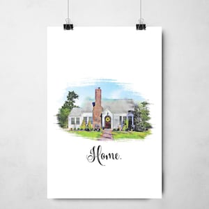 Custom Home Portrait in Watercolor Style. Perfect for First House, Housewarming or Moving Away Gift. Give as Realtor Gift. image 9