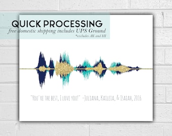 Custom Sound Wave Art Print - Voice Wave - Choose Your Colors -  Up to 5 voices - Christmas, Birthday, Mother's Day, Father's Day Gift