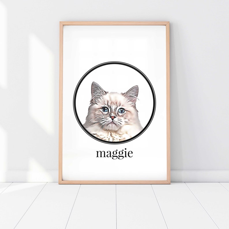 Custom Pet Portrait Dog Portrait Cat Portrait Portrait from Photo Peekaboo Pet Pet Memorial Gift Pet Art Pet Art Print image 3