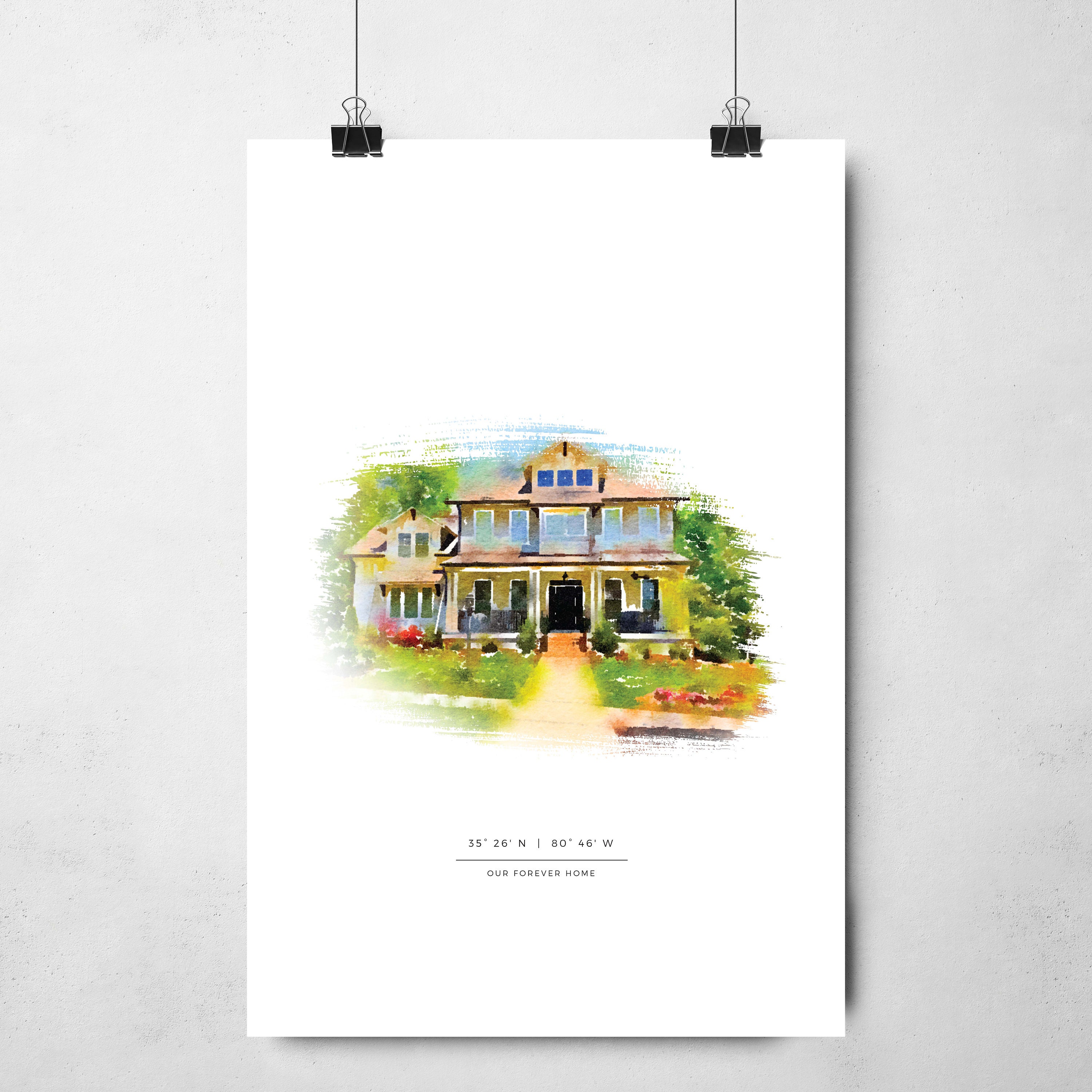 Custom House Portrait | Housewarming Gift | First Home Gift | Home ...