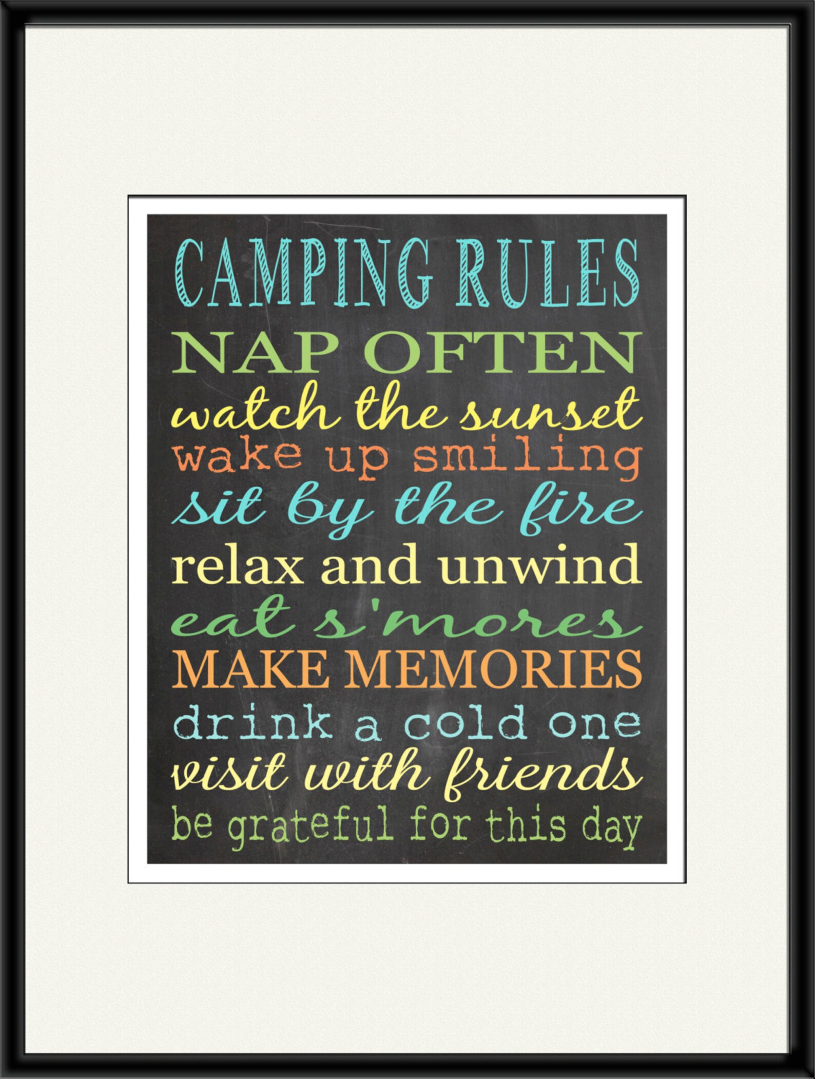 Camping Rules Print Camping Sign Vintage Camper Decor Etsy
