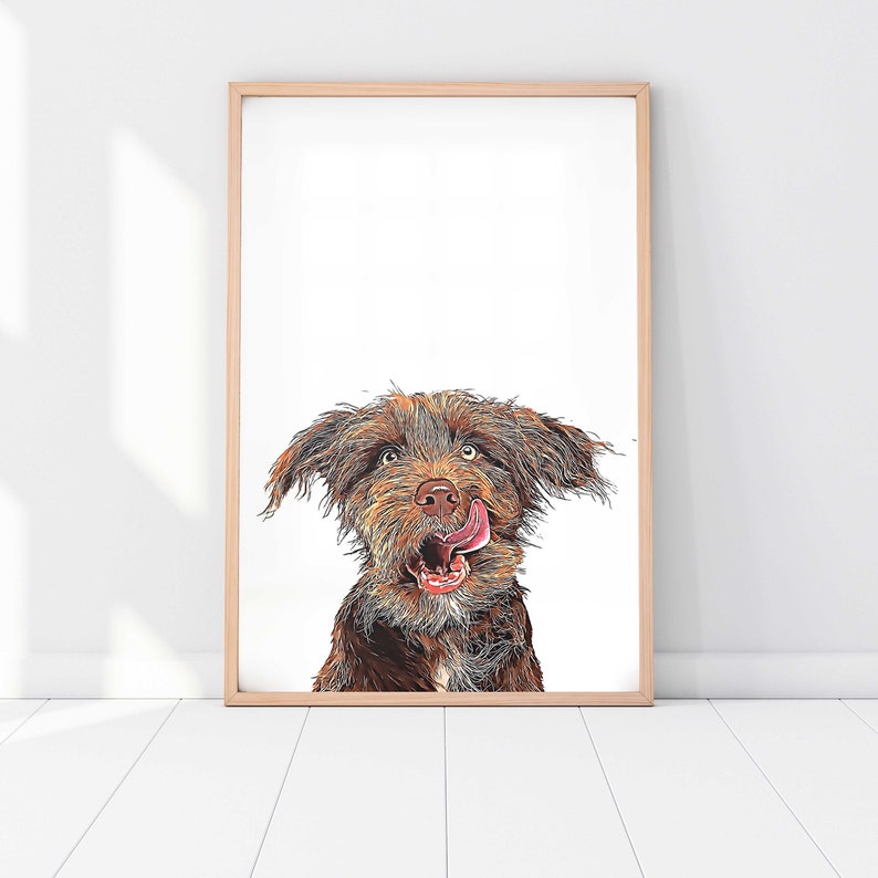 Custom Pet Portrait Dog Portrait Cat Portrait Portrait from Photo Peekaboo Pet Pet Memorial Gift Pet Art Pet Art Print image 1