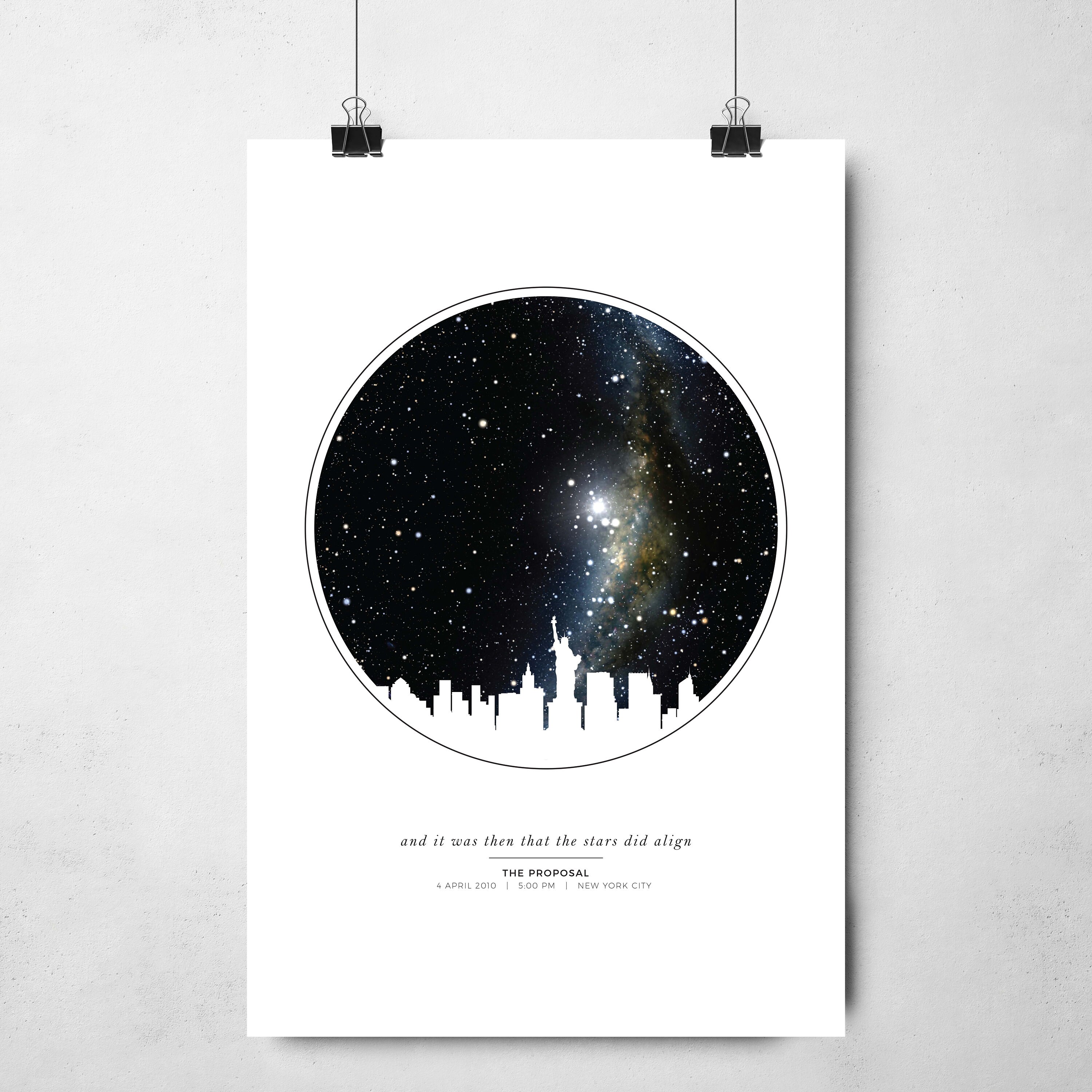 Night City Map Poster Personalized City Skyline Star Map Gift Night Sky Print | Etsy