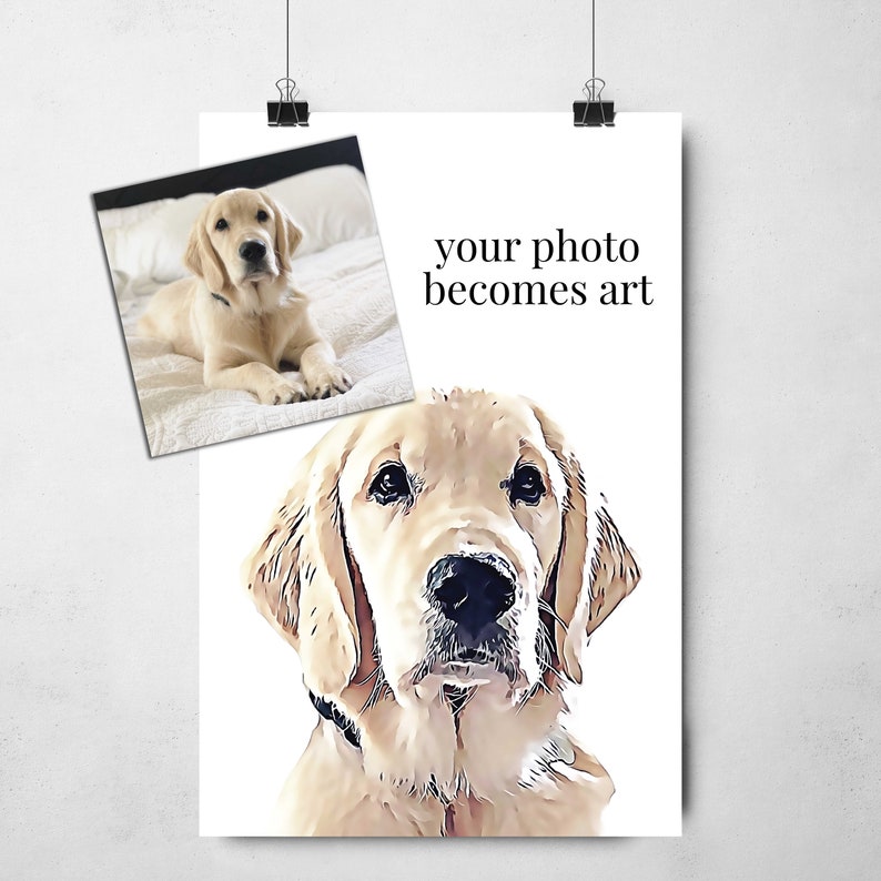 Custom Pet Portrait Dog Portrait Cat Portrait Portrait from Photo Peekaboo Pet Pet Memorial Gift Pet Art Pet Art Print image 7