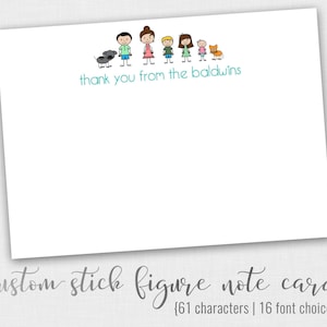 Cartões de Notas Familiares Personalizados - Papelaria Familiar - Stick Family - Cartões de Agradecimento - Família Personalizada - Presente Familiar - Papelaria Monograma