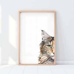 Custom Pet Portrait | Dog Portrait | Cat Portrait | Portrait from Photo | Peekaboo Pet | Pet Memorial Gift | Pet Art | Pet Art Print
