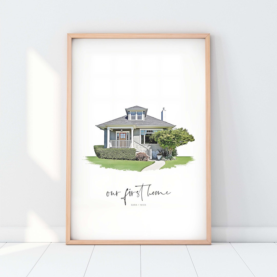 Custom House Portrait | Housewarming Gift | First Home Gift | Home ...