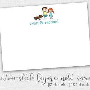 Personalisierte Familie Grußkarten - Familie Briefpapier - Stick Familie - Dankeskarten - Individuelle Familie - Familiengeschenk - Monogramm Stationär