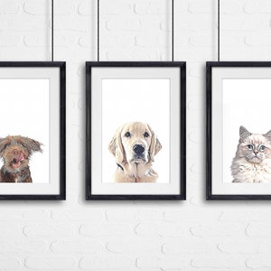 Custom Pet Portrait Dog Portrait Cat Portrait Portrait from Photo Peekaboo Pet Pet Memorial Gift Pet Art Pet Art Print image 6