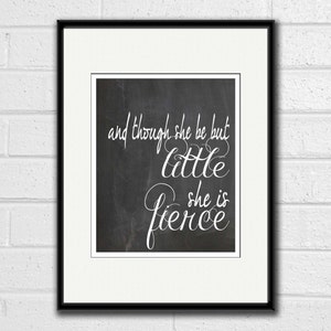 And Though She Be But Little She is Fierce Wall Art Print New Baby Gift Baby Shower Gift Nursery Decor Baby Shadow Box Baby Book image 4