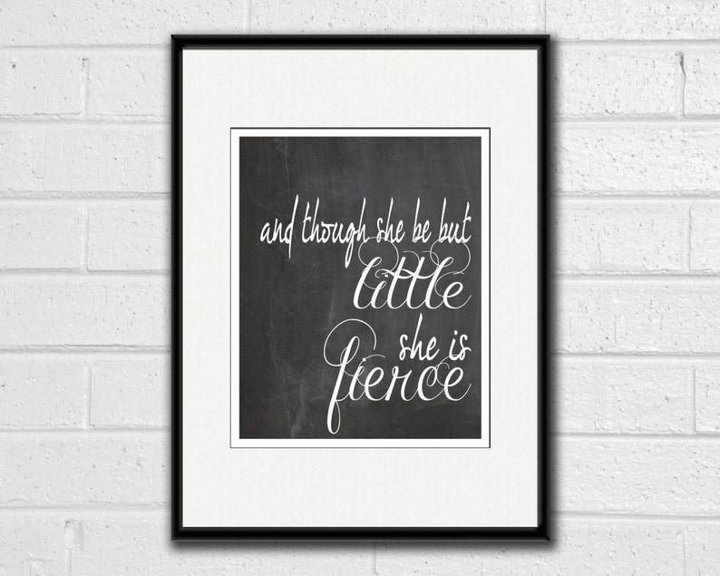 And Though She Be But Little She is Fierce Wall Art Print New Baby Gift Baby Shower Gift Nursery Decor Baby Shadow Box Baby Book image 4