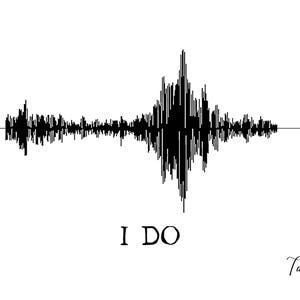 May include: A black and white sound wave graphic with the text "I DO" below it. The name "Taylor" is written in cursive at the bottom right corner.