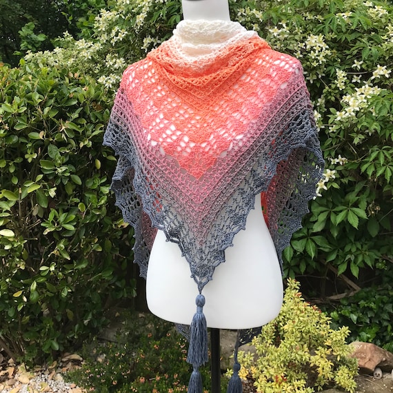 Crochet Shawl Pdf Pattern Download Sunset Boulevard Etsy