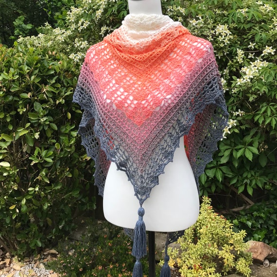 Crochet Shawl Pdf Pattern Download Sunset Boulevard Etsy