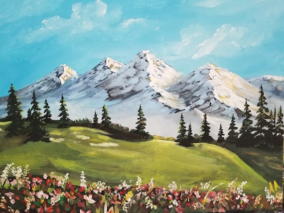Original Mountain Landscape Painting not a Print Mountain