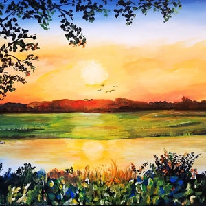 Quiet Evening: Original Landscape painting on Canvas