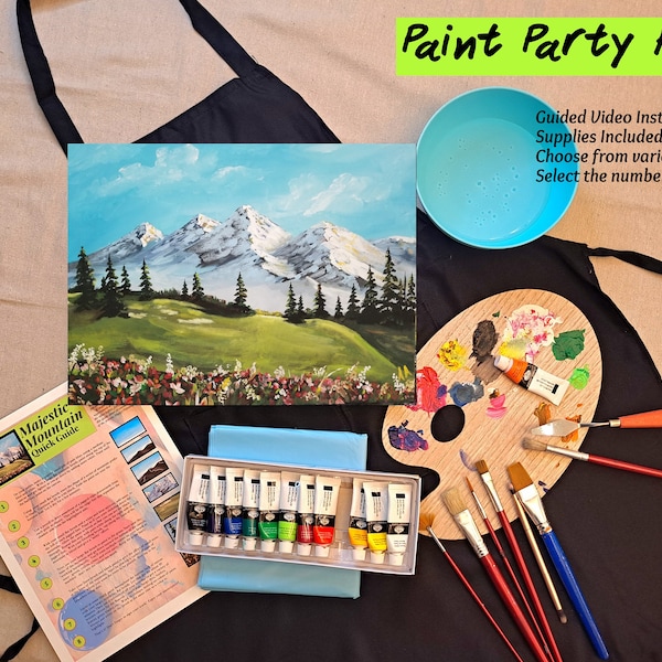 Paint Party Kit,  Group Painting, Date Night Painting,  Paint tutorial kit, Paint Night, Paint kit , Landscape Painting Kit