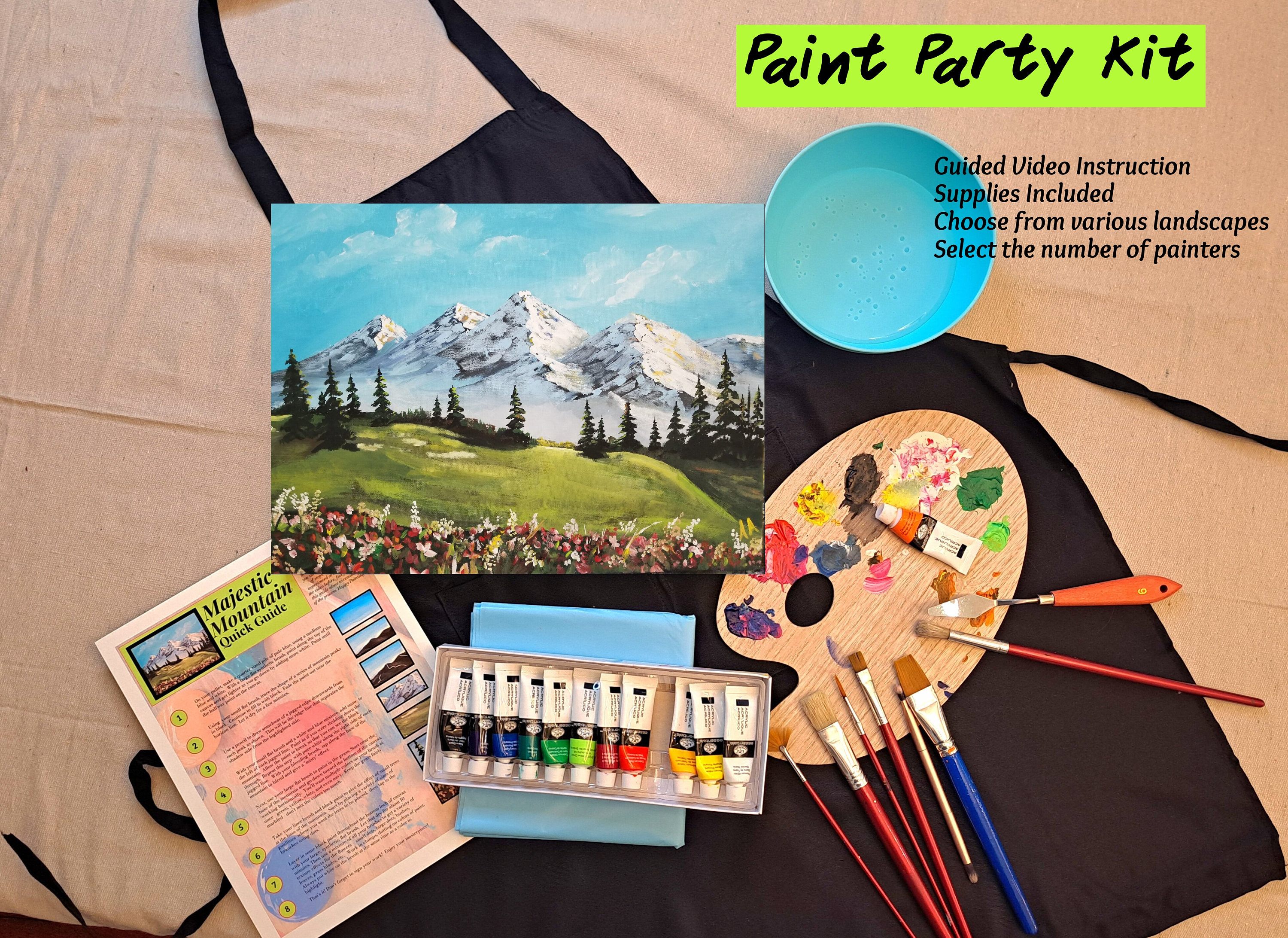Paint Party Kit, Group Painting, Date Night Painting, Paint Tutorial Kit,  Paint Night, Paint Kit , Landscape Painting Kit 