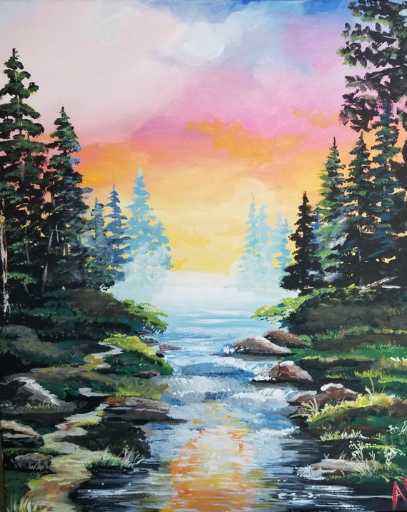 Bubbling Creek Original Landscape Painting on Canvas