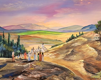 Original Sermon on the Mount Painting: Christian Scripture Art