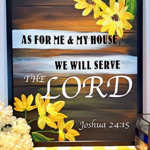 Christian Decor, As for me and my house, Scripture Wall Art,  Bible verse Art, Hand-painted Christian Art, Faith Decor, Joshua 24:15
