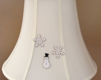 Glittering White Snowman and Snowflakes Magnetic Lamp Shade Decorations
