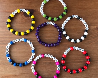 Six the Musical bracelet, personalised, divorced beheaded died survived, Boleyn, Aragon, Seymour, theatre, Tudor, merch merchandise Henry