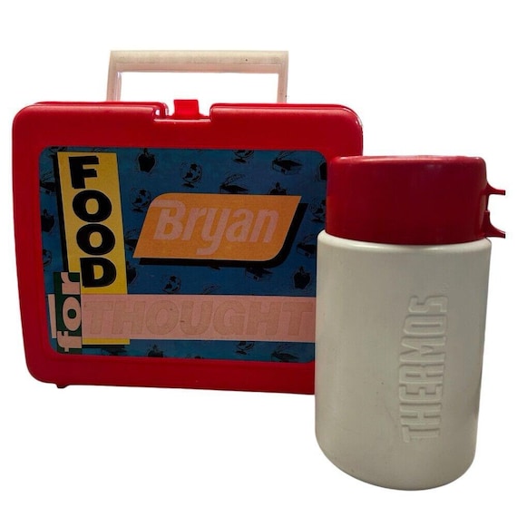 Bryan Food for Thought plastic lunchbox with thermos VINTAGE 1990's