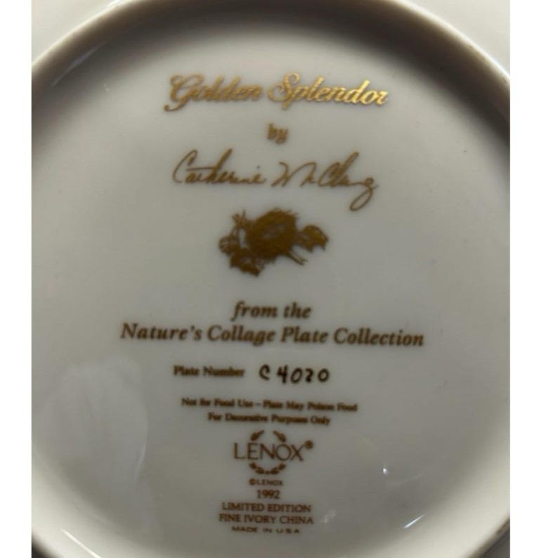 Lenox Stocking Splendor Lenox Golden Splendor Goldfinch Collector Plate Cathrine H Chang ...