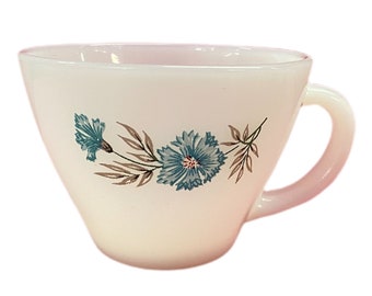 Vintage Fire King Bonnie Blue Carnation cup mug