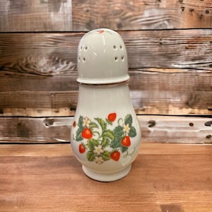 Avon Porcelain 22K Gold Trim Strawberry Sugar Shaker VINTAGE 1978