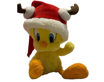 Hallmark Tweety Bird Santa's Wittle Helper Santa Hat 10" plush stuffed animal