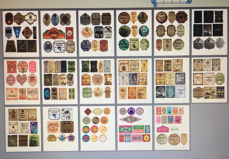 Set of 11 Colors Vintage Style Halloween Potion Bottle Label Stickers Uncut