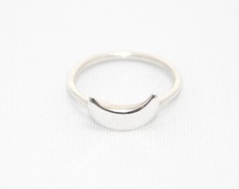 LAKE: Smooth Crescent Moon Stacking Ring in High Polish Silver