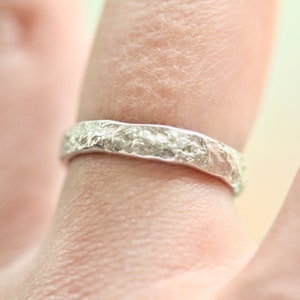 REEF: High Polish Sterling Silver Band Ring with Natural Coral Texture Stacking Ring or Wedding Band image 4