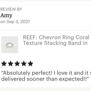 REEF: Chevron Ring Coral Texture Stacking Band in High Polish Solid Sterling Silver Unique Ring or Alternative Wedding Band image 3