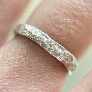 REEF: High Polish Sterling Silver Band Ring with Natural Coral Texture Stacking Ring or Wedding Band image 5