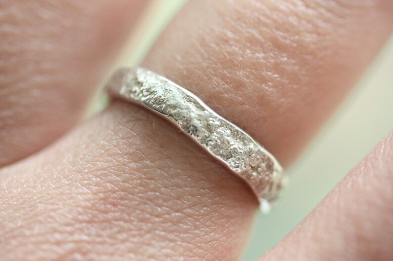 REEF: High Polish Sterling Silver Band Ring with Natural Coral Texture Stacking Ring or Wedding Band image 5