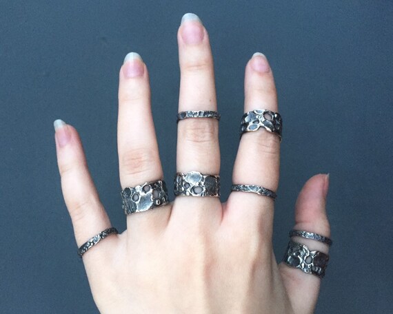 Tree Bark Ring in Oxidized Sterling Silver