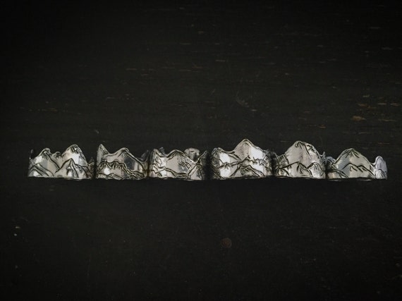 Silver Mountain Ring Death Valley Mountain Range Ring in Oxidized Solid Sterling 925 Silver Rolling Mount Peak Hills
