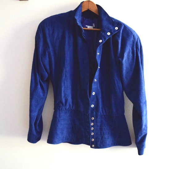 80 En Bas Daim Pression Le Peplum Des Vintage Veste Années Vers XdvqdF