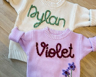 Custom Name Sweater for baby toddler kids - FAST SHIPPING - personalized - baby shower gift - embroidered - baby name announcement - present