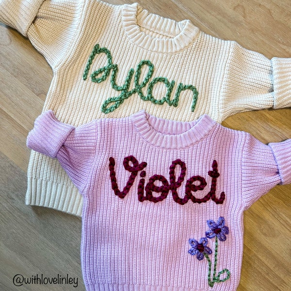 Custom Name Sweater for baby toddler kids - FAST SHIPPING - personalized - baby shower gift - embroidered - baby name announcement - present