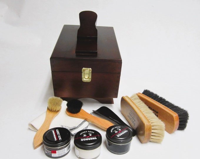 Ronson Roto Shine Electric Shoe Polisher Kit Wood Shoe Shine Box W