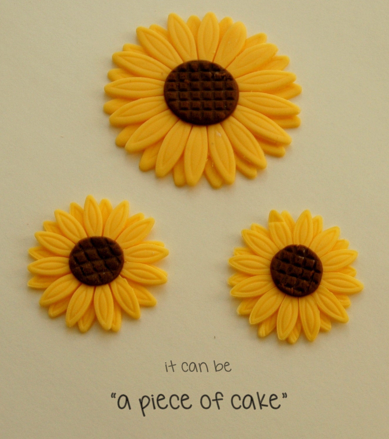 edible sunflower flower cupcake toppers fondant custom Etsy