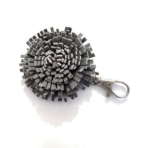 Leather Keychain, Pom Pom, Bag Charm, Bag Accessories, Real Leather Accessory, Handmade Keychain, Purse, Genuine Leather, Pompom, Gift Her image 3