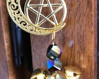 Gorgeous pentacle sun catcher, rear view mirror charm, window charm