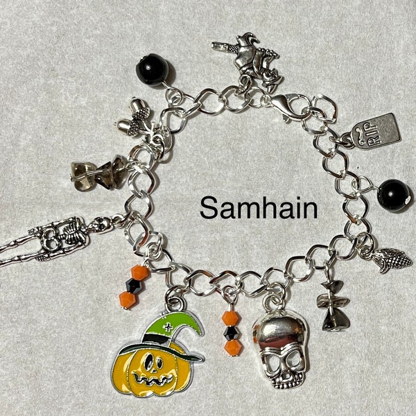 Wheel of the year, charm bracelets,Samhain, Yule, Imbolc,ostara, Beltane, Litha, Lammas, mabon